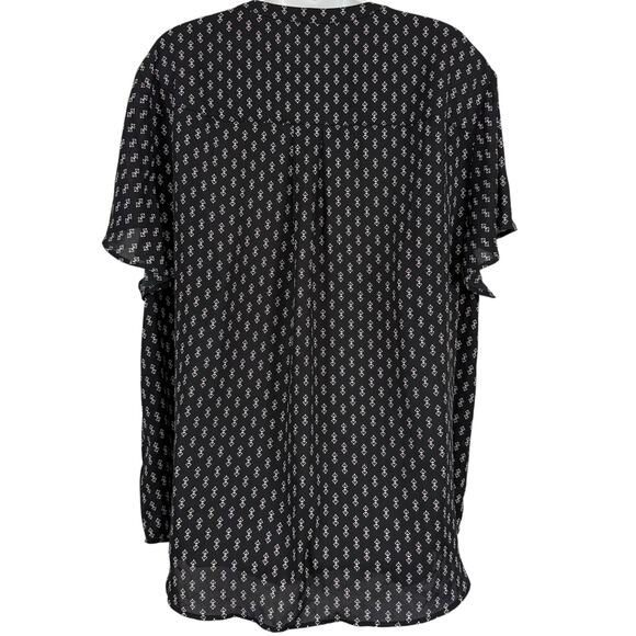 Torrid Harper Short Sleeve Georgette Black Print Flutter Sleeve Top Shirt sz 3X - Picture 12 of 16